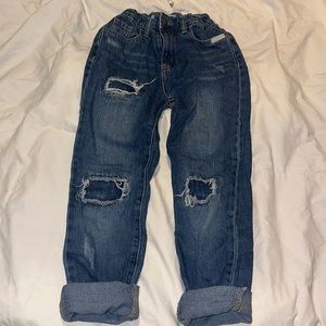 Girls distressed, straight leg jeans